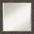 24" x 24" Bark Rustic Char Narrow Framed Wall Mirror Brown - Amanti Art: Beveled, Square, No Assembly Required