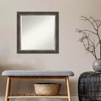 Miroir mural rustique à cadre étroit marron 61 x 61 cm - Amanti Art : Biseauté, carré, aucun assemblage requis