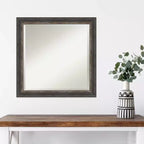 Miroir mural rustique à cadre étroit marron 61 x 61 cm - Amanti Art : Biseauté, carré, aucun assemblage requis
