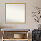Miroir mural de salle de bain non biseauté Grace Narrow 28" x 28" Or brossé - Amanti Art: Fixation murale carrée