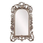 Howard Elliott 22"x14" Arched Wall and Accent Mirror with Intricate Ornate Frame Silver