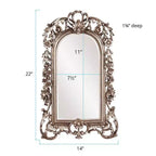 Miroir mural et d'appoint cintré Howard Elliott 22"x14" avec cadre orné complexe argenté