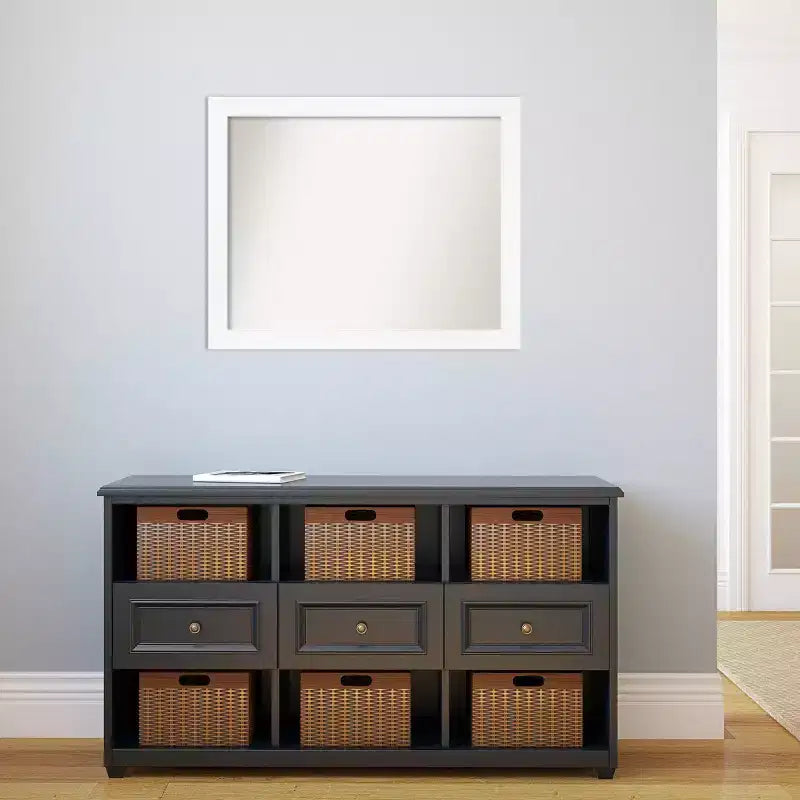Miroir mural de salle de bain étroit non biseauté 31" x 25" Blanc - Amanti Art