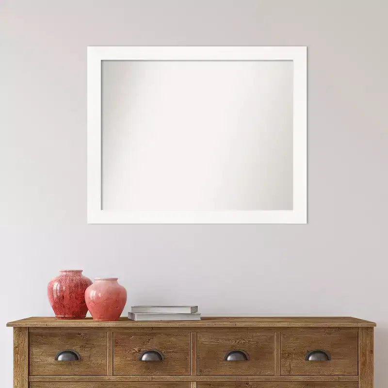 Miroir mural de salle de bain étroit non biseauté 31" x 25" Blanc - Amanti Art