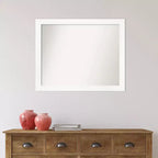 Miroir mural de salle de bain étroit non biseauté 31" x 25" Blanc - Amanti Art