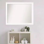 Miroir mural de salle de bain étroit non biseauté 31" x 25" Blanc - Amanti Art