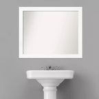 Miroir mural de salle de bain étroit non biseauté 31" x 25" Blanc - Amanti Art