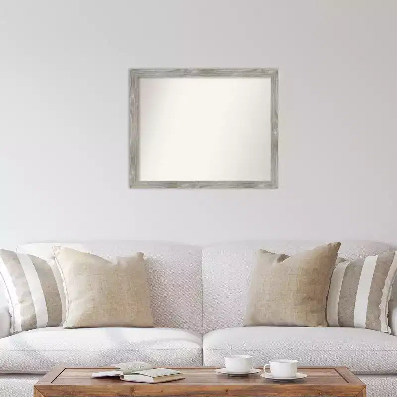 Miroir mural carré 79 x 63,5 cm, sans biseau, gris tourterelle délavé - Amanti Art