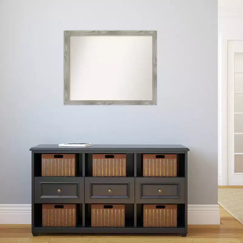 Miroir mural carré 79 x 63,5 cm, sans biseau, gris tourterelle délavé - Amanti Art
