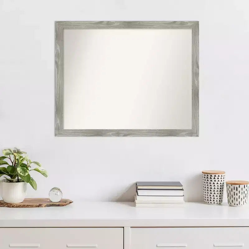 Miroir mural carré 79 x 63,5 cm, sans biseau, gris tourterelle délavé - Amanti Art