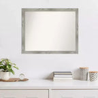 Miroir mural carré 79 x 63,5 cm, sans biseau, gris tourterelle délavé - Amanti Art