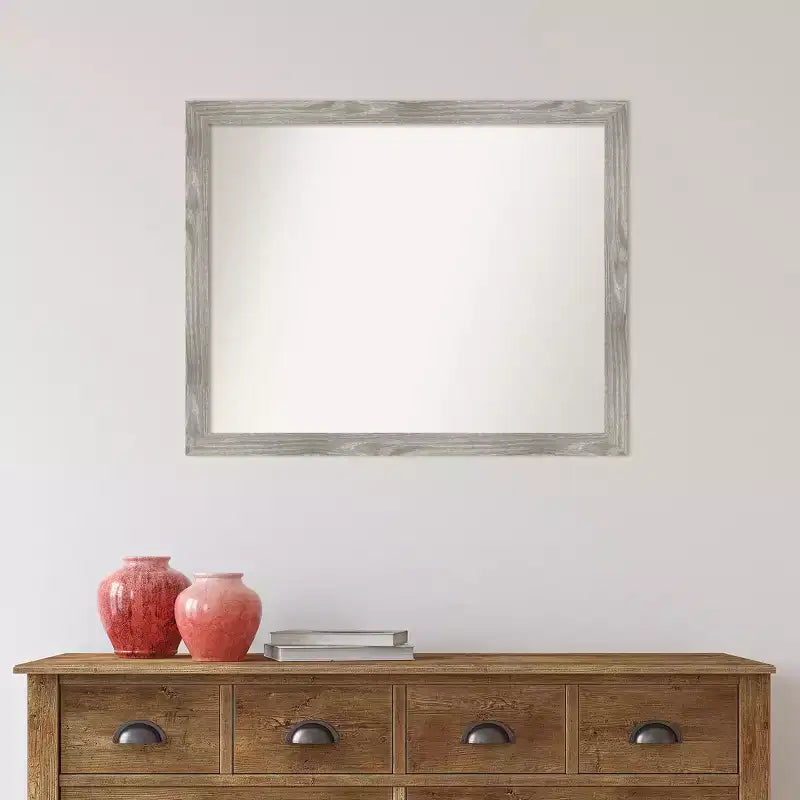 Miroir mural carré 79 x 63,5 cm, sans biseau, gris tourterelle délavé - Amanti Art