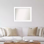 Miroir mural blanc non biseauté de 34" x 28" pour armoire - Amanti Art : Style moderne, cadre en polystyrène, quincaillerie de montage incluse
