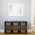 Miroir mural blanc non biseauté de 34" x 28" pour armoire - Amanti Art : Style moderne, cadre en polystyrène, quincaillerie de montage incluse