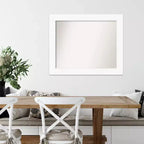 Miroir mural blanc non biseauté de 34" x 28" pour armoire - Amanti Art : Style moderne, cadre en polystyrène, quincaillerie de montage incluse