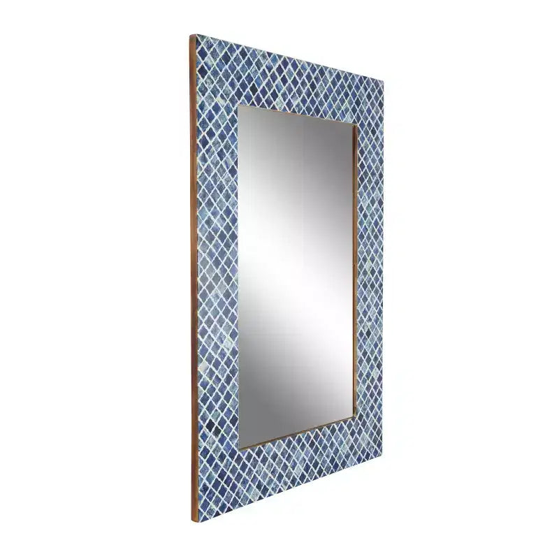 Miroir mural Trèfle en bois bleu - Olivia & May : Style contemporain, Forme rectangulaire, Aucun assemblage requis
