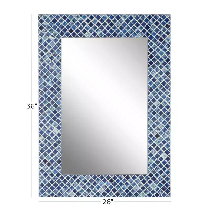 Miroir mural Trèfle en bois bleu - Olivia & May : Style contemporain, Forme rectangulaire, Aucun assemblage requis