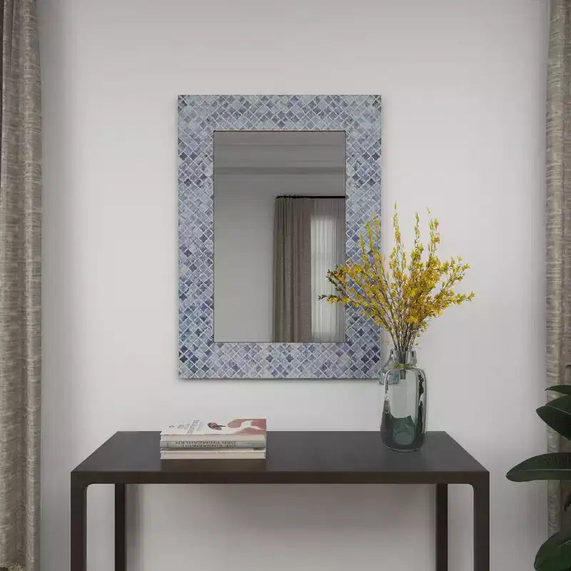 Miroir mural Trèfle en bois bleu - Olivia & May : Style contemporain, Forme rectangulaire, Aucun assemblage requis