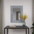 Miroir mural Trèfle en bois bleu - Olivia & May : Style contemporain, Forme rectangulaire, Aucun assemblage requis