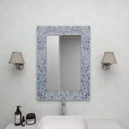 Miroir mural Trèfle en bois bleu - Olivia & May : Style contemporain, Forme rectangulaire, Aucun assemblage requis