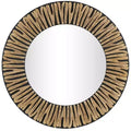 36"x36" Wood Handmade Abstract Carved Wall Mirror - Olivia & May: Bohemian Style, Pine Frame