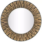 36"x36" Wood Handmade Abstract Carved Wall Mirror - Olivia & May: Bohemian Style, Pine Frame