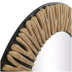 Miroir mural en bois sculpté abstrait 36"x36" - Olivia & May : Style Bohème, Cadre en pin