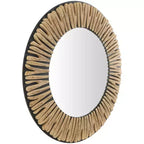 Miroir mural en bois sculpté abstrait 36"x36" - Olivia & May : Style Bohème, Cadre en pin