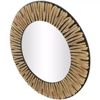 Miroir mural en bois sculpté abstrait 36"x36" - Olivia & May : Style Bohème, Cadre en pin