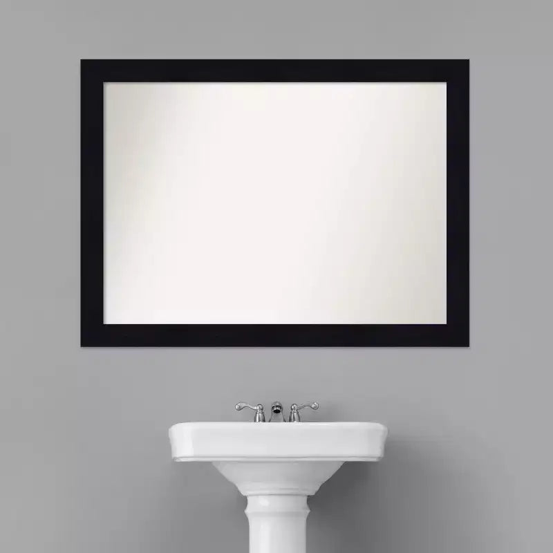 Miroir mural de salle de bain en bois de 42 po x 31 po Shiplap marine sans biseau - Amanti Art : Rectangulaire moderne, montage mural