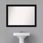 Miroir mural de salle de bain en bois de 42 po x 31 po Shiplap marine sans biseau - Amanti Art : Rectangulaire moderne, montage mural
