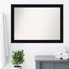 Miroir mural de salle de bain en bois de 42 po x 31 po Shiplap marine sans biseau - Amanti Art : Rectangulaire moderne, montage mural