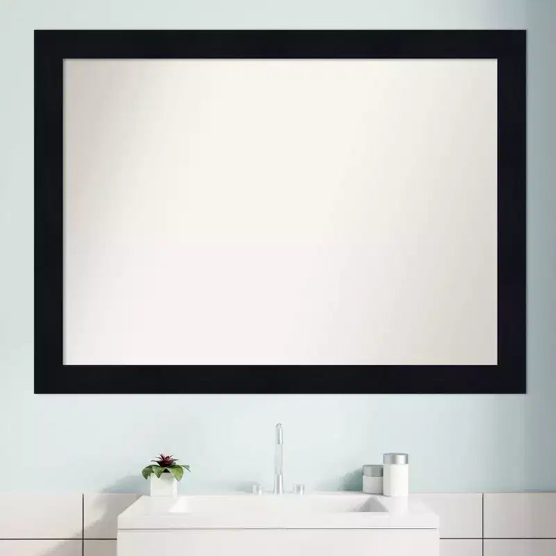 Miroir mural de salle de bain en bois de 42 po x 31 po Shiplap marine sans biseau - Amanti Art : Rectangulaire moderne, montage mural