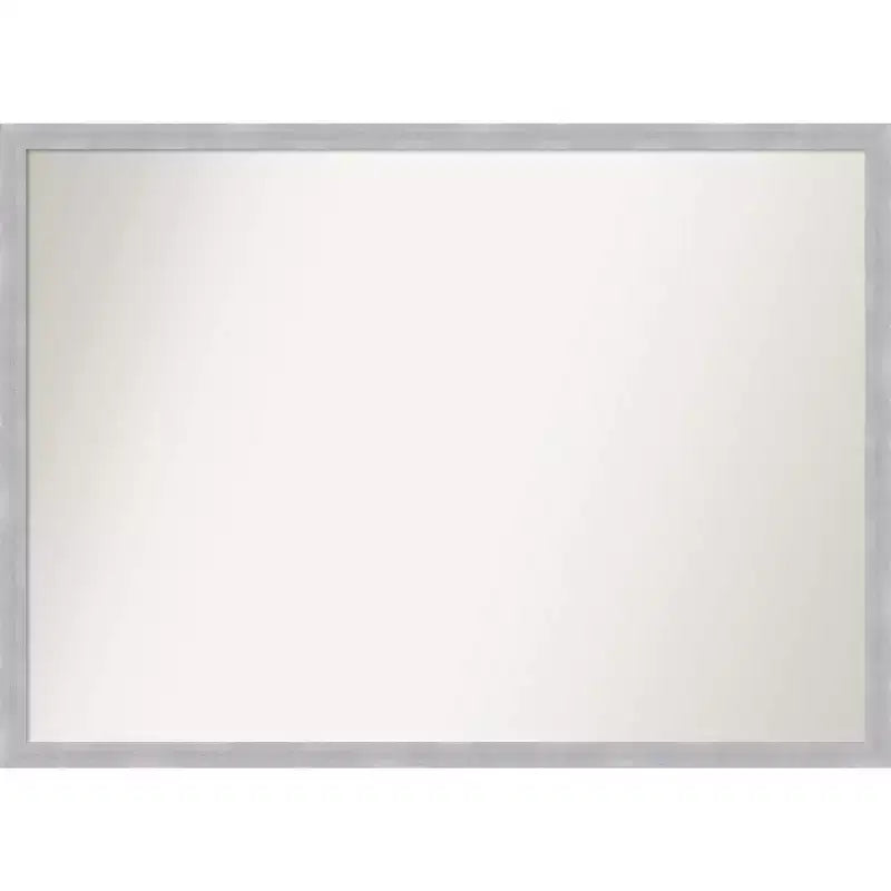 40" x 29" Non-Beveled Grace Narrow Bathroom Wall Mirror Brushed Nickel - Amanti Art: Rectangle, Polystyrene Frame, Wall Mounted