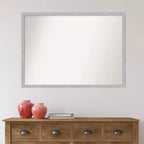 Miroir mural étroit Grace non biseauté, 40" x 29", nickel brossé - Amanti Art : Rectangulaire, cadre en polystyrène, mural