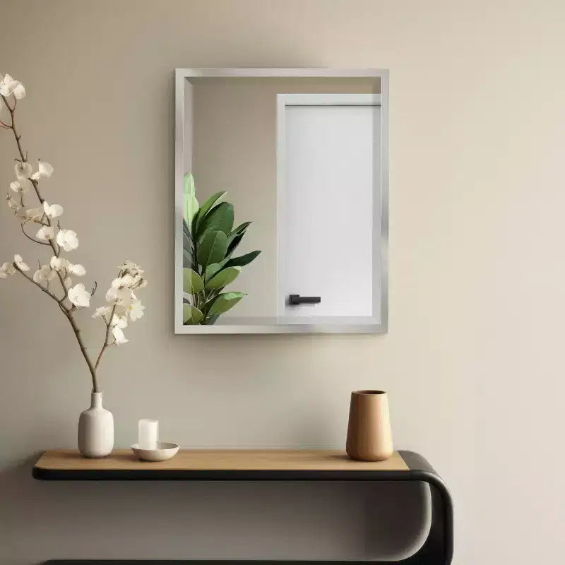 Miroir mural cadre métallique classique chromé 24" x 30" - Head West : biseauté, style transitionnel, aucun assemblage requis