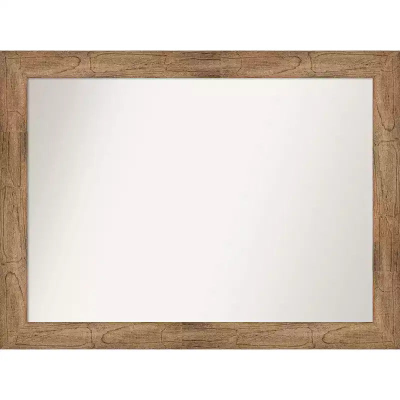 44" x 33" Non-Beveled Owl Brown Wood Wall Mirror - Amanti Art