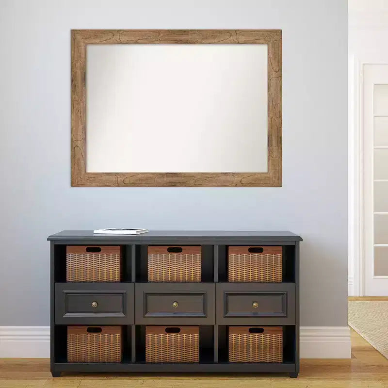 Miroir mural hibou brun en bois 44 po x 33 po sans biseau – Amanti Art