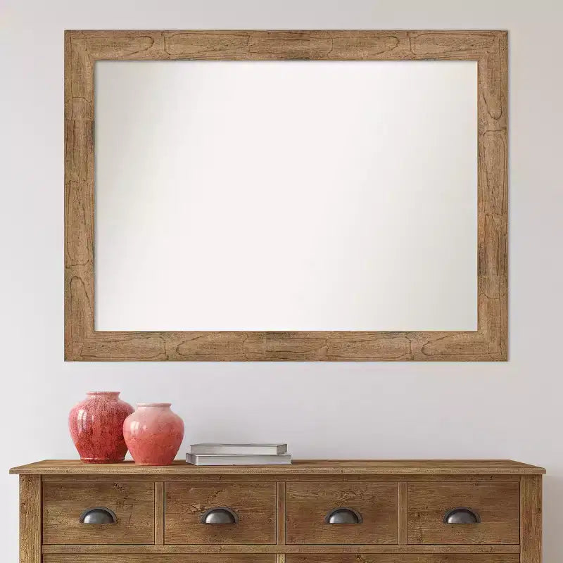 Miroir mural hibou brun en bois 44 po x 33 po sans biseau – Amanti Art