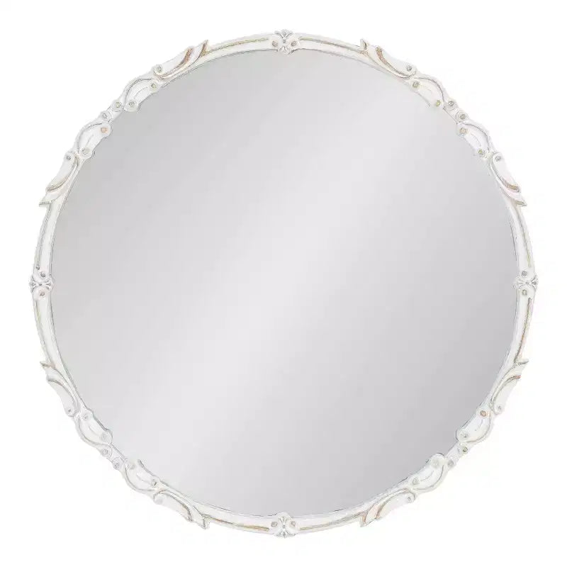 Miroir mural décoratif Brynley de 61 cm de diamètre, blanc – Kate & Laurel All Things Decor : Style glamour, aucun assemblage requis