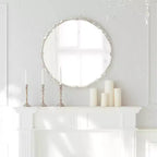 Miroir mural décoratif Brynley de 61 cm de diamètre, blanc – Kate & Laurel All Things Decor : Style glamour, aucun assemblage requis