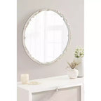 Miroir mural décoratif Brynley de 61 cm de diamètre, blanc – Kate & Laurel All Things Decor : Style glamour, aucun assemblage requis