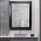Miroir encadré bicolore 31,5" x 43,5" noir - Head West : Verre biseauté, texture antique, aucun assemblage requis