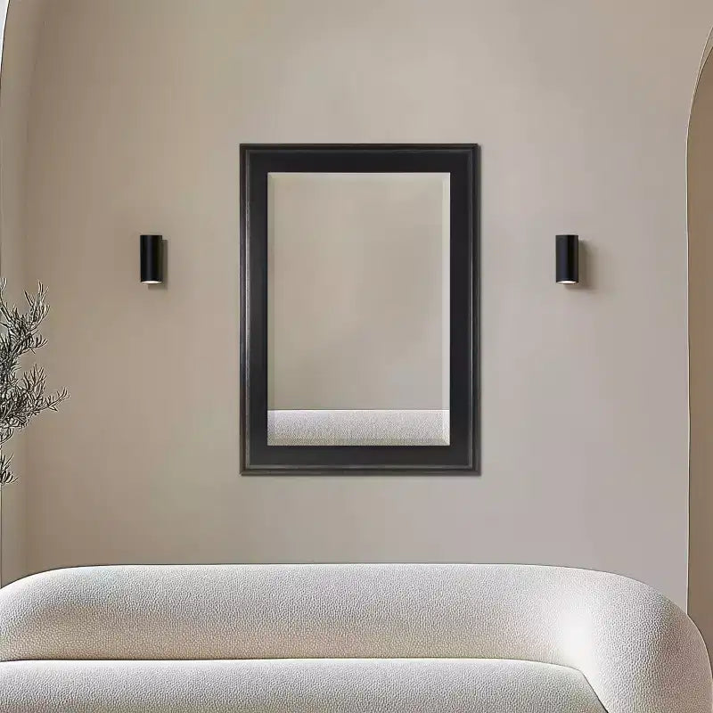Miroir encadré bicolore 31,5" x 43,5" noir - Head West : Verre biseauté, texture antique, aucun assemblage requis
