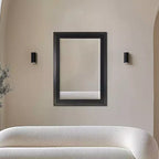 Miroir encadré bicolore 31,5" x 43,5" noir - Head West : Verre biseauté, texture antique, aucun assemblage requis