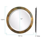Miroir Mural Rond en Métal Cuivré Howard Elliott Camou : Décoration Moderne, 40 cm de Diamètre, Aucun Assemblage Requis