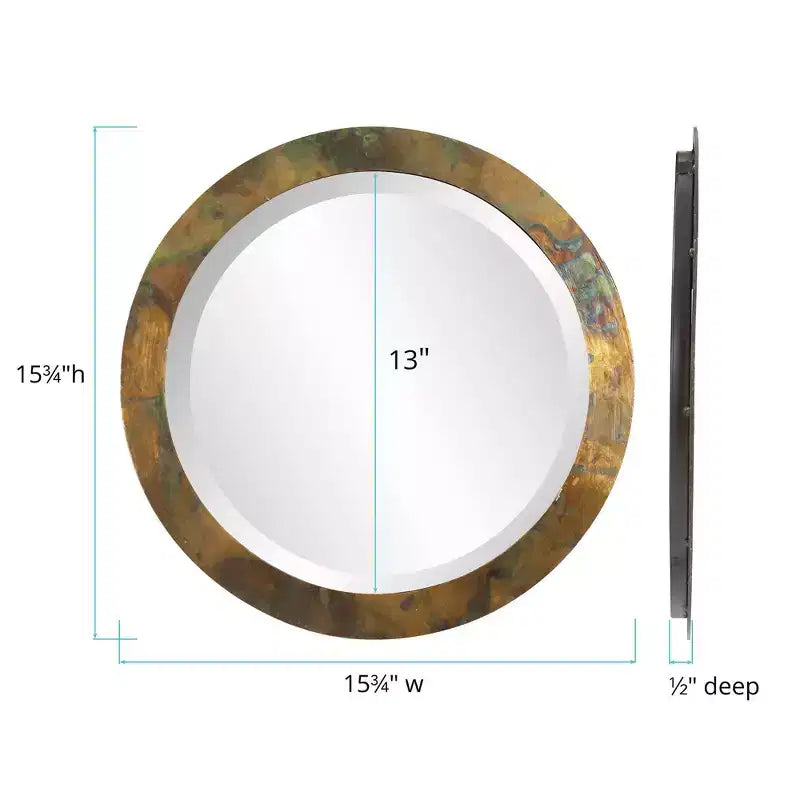 Miroir Mural Rond en Métal Cuivré Howard Elliott Camou : Décoration Moderne, 40 cm de Diamètre, Aucun Assemblage Requis