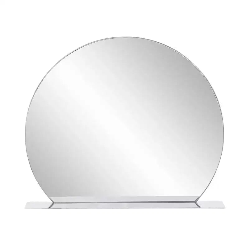 Howard Elliott 30"x25.5" Round Stainless Steel Framed Wall Mirror with Shelf Silver