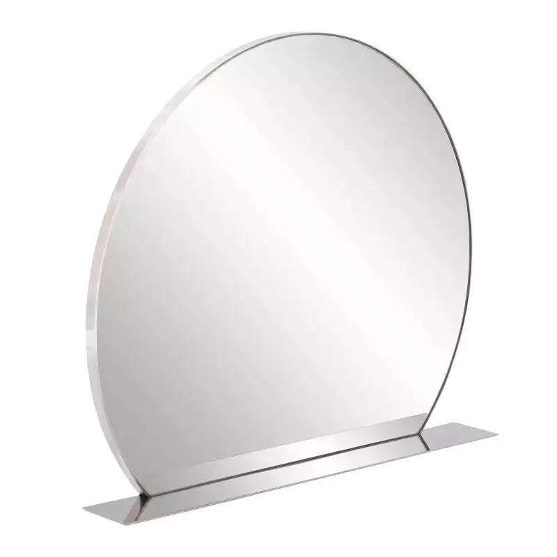 Miroir mural rond Howard Elliott 30"x25.5" en acier inoxydable avec étagère argentée