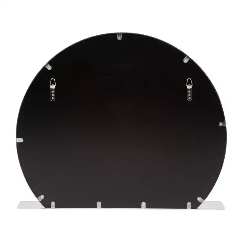 Miroir mural rond Howard Elliott 30"x25.5" en acier inoxydable avec étagère argentée